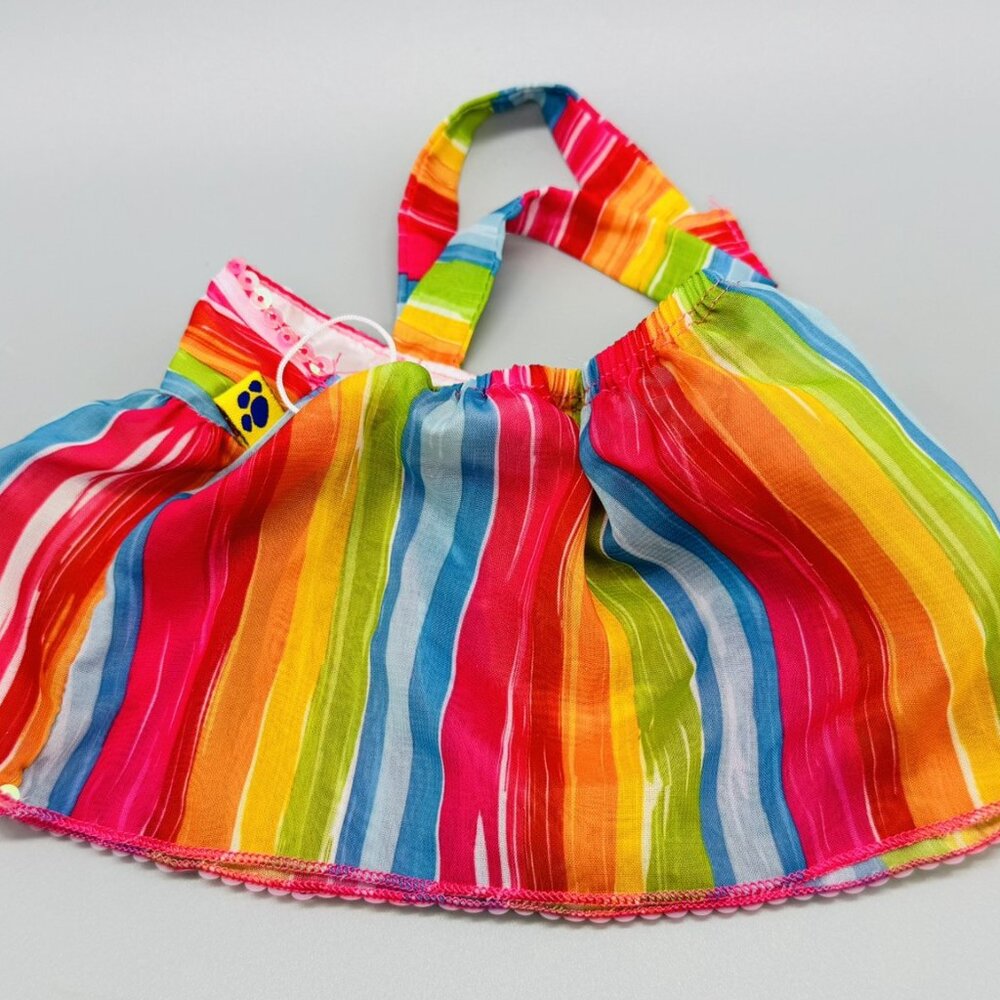 Build a Bear Rainbow Halter Top Jean‎ Shorts Sneakers Draw String Bag Clothes - Picture 4 of 9